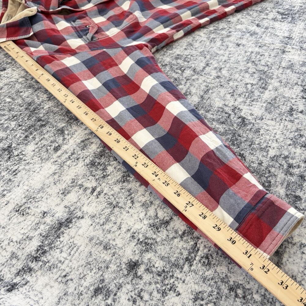 LL Bean Fleece Hoodie Jacket Hoodie Plaid Traditional Fit Red Blue Large Regular - Picture 6 of 10